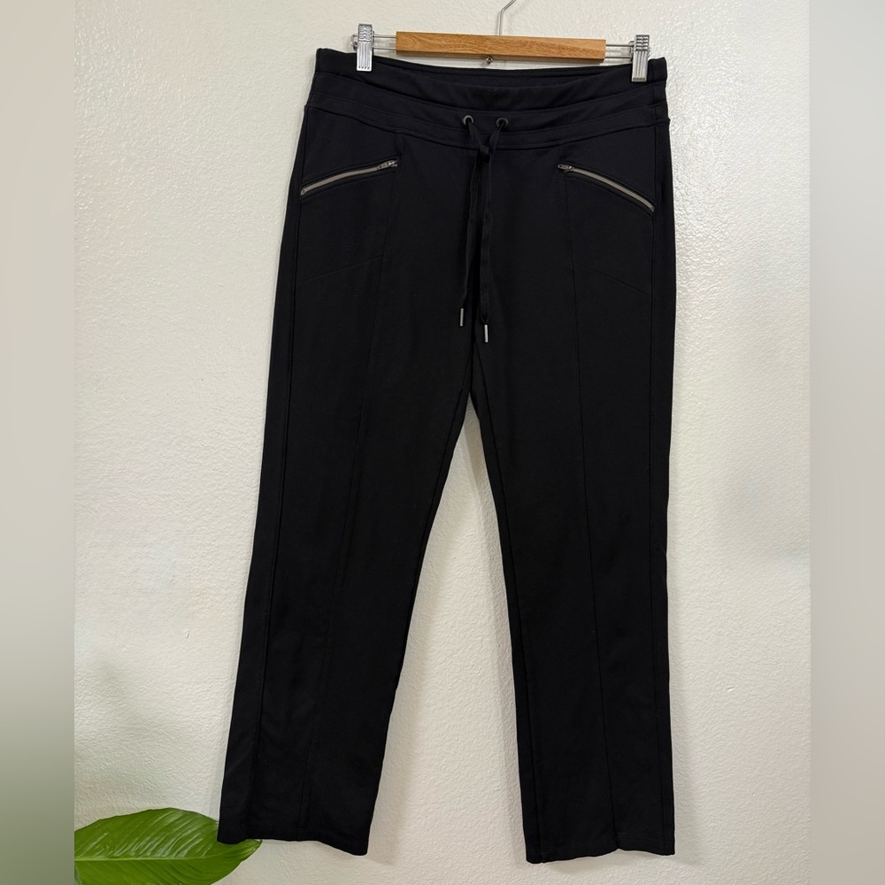 ATHLETA Black Jersey Knit Drawstring Pants With Back Pockets Size: Medium